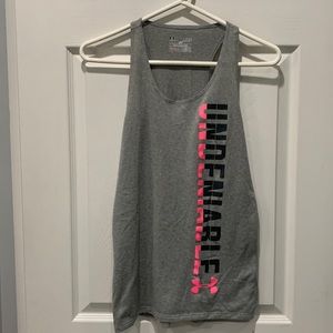 Girls large gray Under Armour tank, “Undeniable”